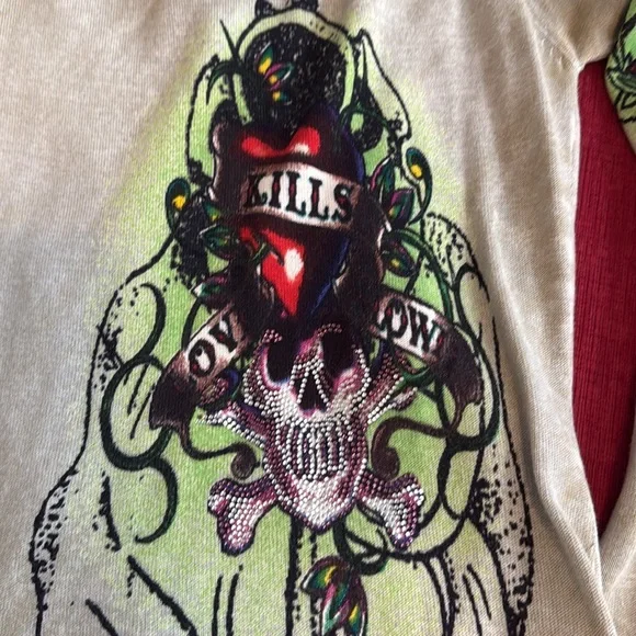 Distressed Extra long Ed Hardy Hooded Zip-up - Picture 5 of 14